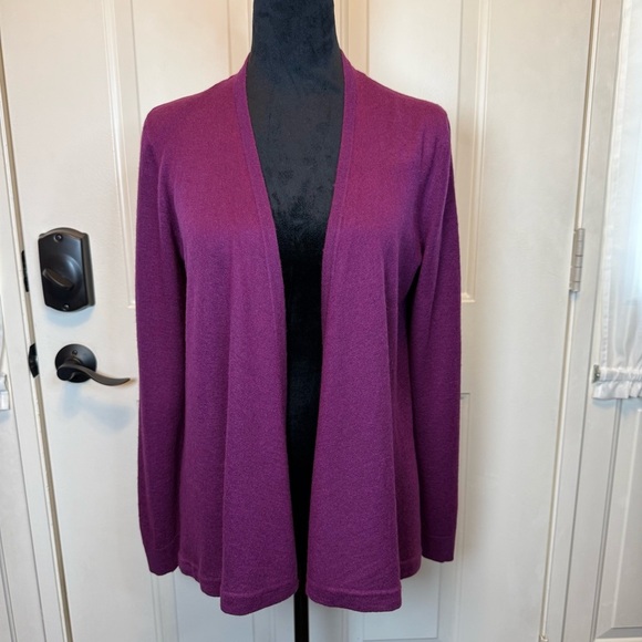 Jones New York Collection Open Front Wool Blend Cardigan Sweater Sz M Magenta - Picture 1 of 14